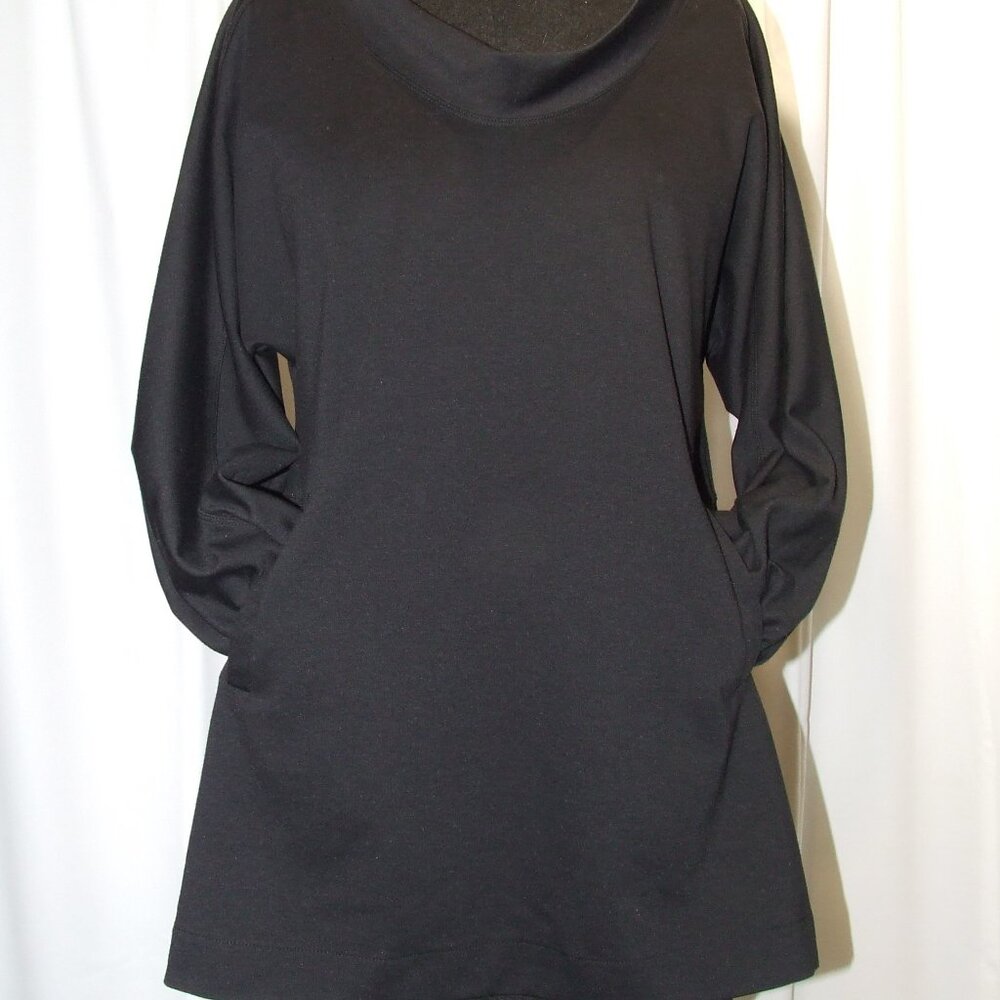 Black Stretchy Sweater Tunic Top Women's Size L